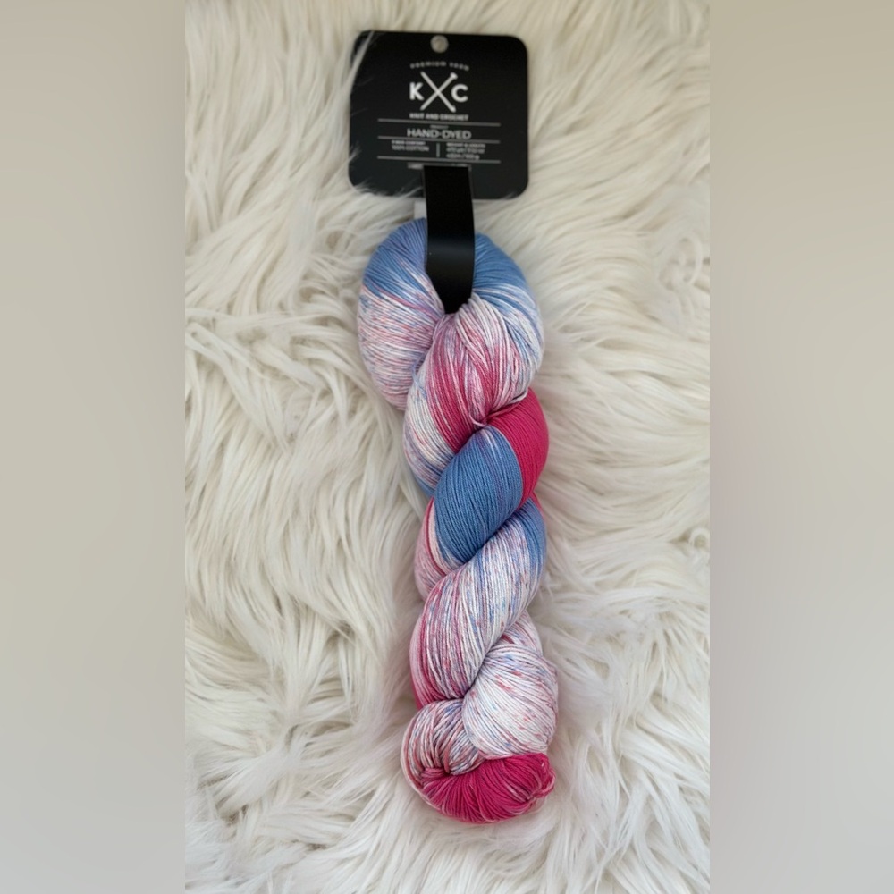 Premium Knit And Crochet Hand-Dyed Yarn,color:strawberry Syrup,100% cotton,472yd